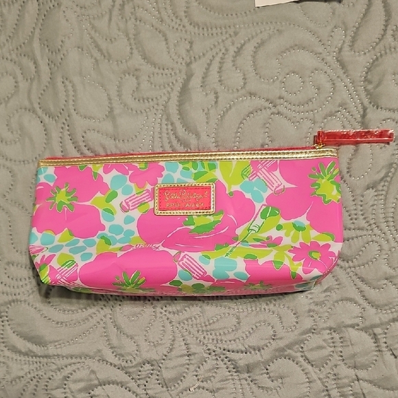 Lilly Pulitzer for Estee Lauder Floral Cosmetic Bag - Pink and Green - Picture 1 of 5